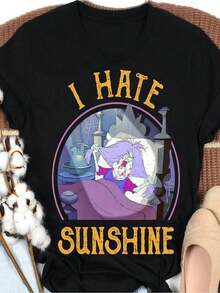 Men's Graphic T-Shirt "I Hate Sunshine" - 100% Cotton, Casual Black Design With Purple And Yellow Print, Perfect For Beach, Travel, Gym And Parties, Beachwear | Fun Print | Comfortable Fit, Beach Shirts. Loose, Casual And Versatile T-Shirt. - 黑色 - 查看 10