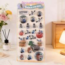 1 pieza Pegatina en relieve 3D de personaje de anime lindo estilo Y2K, con sensación táctil 3D + alta adherencia y sin desprendimiento, adecuada para manualidades y decoración - Multicolor - Ver 9