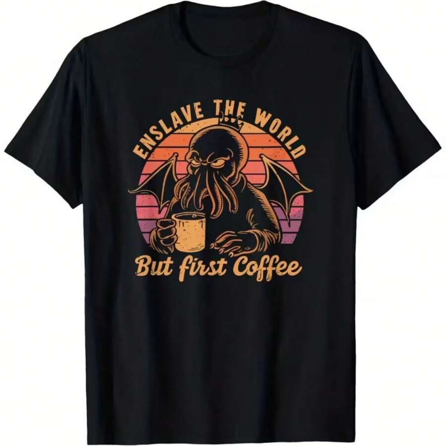Printed T-Shirt For Men And Women - Black - View 1