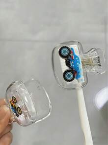 2个装酷炫越野车造型牙刷架 - 越野赛车系列设计，牙刷夹，旅行和居家收纳神器，透明盖设计，小巧便携，方便携带，保护牙刷头，双重排水通风设计，适合居家、宿舍和旅行使用 | 可爱的牙刷头收纳架，浴室收纳佳品，适合居家和宿舍使用 - 彩色 - 查看 2