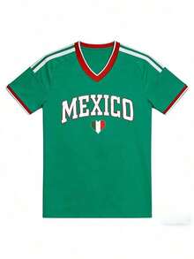 2026 Jersey de Fútbol para Mujer México con Corazón Bandera - Estilo Deportivo Oversize Verde - Verde - Ver 11