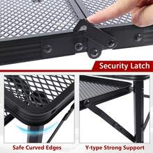 Folding Grill Table, 3x2 FT Portable Cping Table With 2 Wing Panels, Height Adjustable Metal Tables With Mesh Desktop And Mesh Bag, Outdoor Furniture For Cping, Picnic, Beach And BBQ, Bla Variant 2 - 3x2 FT With 2 Panels - View 5