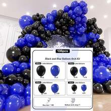 136pcs Blue And Black Balloon Arch Set, Includes Various Sizes Of Blue And Black Latex Balloons, Perfect For Birthday Parties, Baby Showers, Bridal Showers, Weddings, Valentine's Day, Anniversaries, Graduations, And Other Party Decorations. - View 7