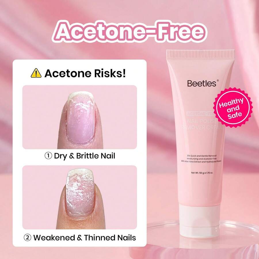 Beetles 50g Nail Polish Remover Cream, Non-Acetone Gentle Formula, Hydrates Moisturizes Nails & Cuticles, Quick Dry, Travel Friendly - 50g Nail Polish Remover Cream - 查看 1