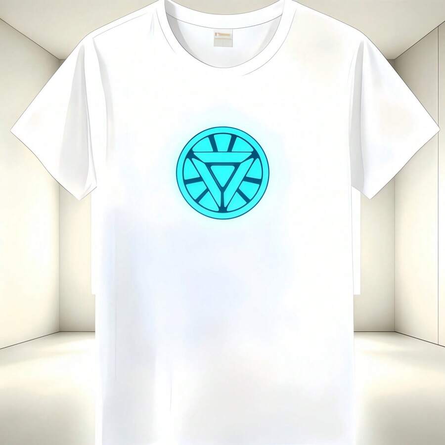 Playera Iron Man Reactor Arc Brilla en la Oscuridad para Fans Marvels - Blanco - Ver 1