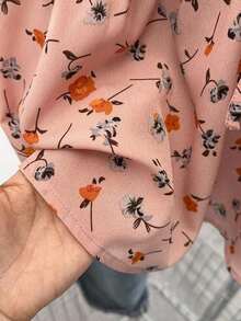 Top sin mangas suelta con decoración de lazo y estampado floral ditsy dulce para mujer, camiseta de tirantes rojas con estampado floral para uso diario, camiseta de tirantes rojas con estampado floral ditsy para vacaciones - Rosa - Ver 7