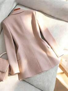 Blazer casual de unicolor para mujer - Rosa - Ver 2
