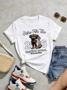 Camiseta de manga corta con cuello redondo suave y casual de verano para mujer, estilo rugby, estilo universitario, tops para salir, algodón, vintage, estilo callejero europeo y americano, casual deportivo, estilo unisex, estilo casual urbano, tops bonitos, generación Z, curvas, ropa Y2K, camisetas divertidas, tops para damas, conjuntos de vacaciones para mujeres, top lindo, camiseta gráfica, conjuntos de primavera, camisetas holgadas, ropa de calle retro, estilo de los 90, estilo de los 2000, subcultura, top negro, tops blancos, conjunto de fiesta de los 90.Blanco - Negro - Ver 4