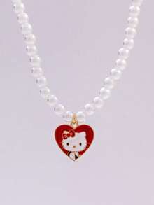 SANRIO 1件三丽鸥Kitty卡通人物合金吊坠串珠项链，送给好朋友的绝佳礼物 - 彩色 - 查看 6