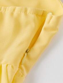 Women's Summer High Neck Vest Sleeveless Solid Color Satin Slim Fit Tank Tops For Party - Yellow - View 8
