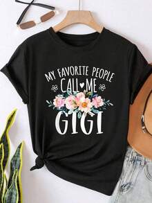 1 pieza de elegante camisa para mujer, cuello redondo, manga corta, estilo casual, diseño de inspiración natural, cómoda, sencilla, elegante, a la moda para ir al trabajo, vacaciones y uso diario, camisa versátil de estilo vintage, entrega local, 180g 100% algodón. - Negro - Ver 6