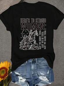 Una camiseta de mujer de manga corta, holgada, moderna, a la moda, retro y elegante, adecuada para actividades al aire libre en primavera y verano.Un homenaje a las mujeres fuertes, que las conozcamos, que podamos ser como ellas, que las valoremos.Una camiseta de mujer de estilo rústico, cómoda y suave.blusas para mujer,blusas casuales para dama,tops,, mujer premium,y2k,playeras de mujer curvy,ofertas y liquidaciones ropa mujer,playeras deportivas para mujer,,playeras de hombre, mujer,blusas>elegante 6VEB - Negro - Ver 8