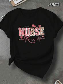 1 camiseta casual de mujer - manga corta, cuello redondo, patrón geométrico, lavable a máquina, 180g 100% algodón - Negro - Ver 1