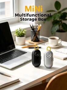 1/3pcs Portable Multi-Function Storage Box, Mini Pill Case, Earplug Organizer Box With Hook, Adjustable Divider, 3 Compartments, Dust-Proof, Scratch-Resistant, Ideal For Travel, Dorm, Desk, Jewelry, Cables - Multicolor - View 6
