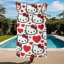 SANRIO 1件可愛沙灘巾：採用超柔軟微纖維材質，設計有可愛卡通圖案。這款耐用且快乾的毛巾非常適合在沙灘、游泳池或休閒中心使用。防沙且防紫外線，輕盈舒適，是衝浪、游泳、瑜伽等活動的理想選擇。 - A - 查看 5