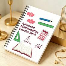 1 pieza Cuaderno A5, Cuaderno de ejercicios de matemáticas avanzadas - Herramientas matemáticas minimalistas en rojo y verde, Cuaderno con portada de curva de función, Libreta de espiral, Adecuado para práctica de cálculo, notas de clase, corrección de errores - A5 - Ver 3