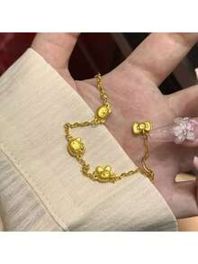 SANRIO 1 chiếc vòng tay nữ kiểu dáng mới về, mặt dây chuyền hình mèo KT nơ xinh xắn. - Vàng - Xem 5
