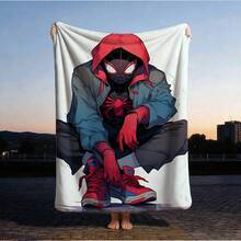 1pc S-Pider-Man Print Blanket,Retro Cartoon Style Throw Blanket,Cartoon Character Printed Blanket,All-Season Universal Nap Blanket,Character Home Decor Blanket,Modern Fashion Gift Suitable For Home Bedroom Bed Sofa Office Lunch Break Cover Picnic Blanket - Multicolor - View 2