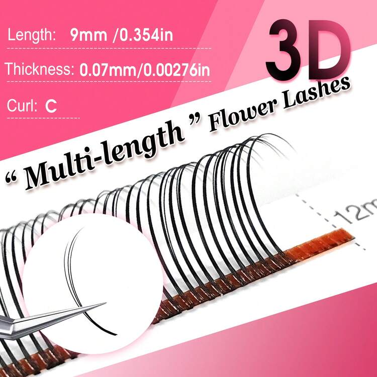 CoMango 12 Pairs Soft 3D/5D/6D Fairy Eyelash Extension Set, Wet Eyelash Cluster Pre-Fanned Flower Mink False Eyelashes, Makeup Supplies - C - View 29