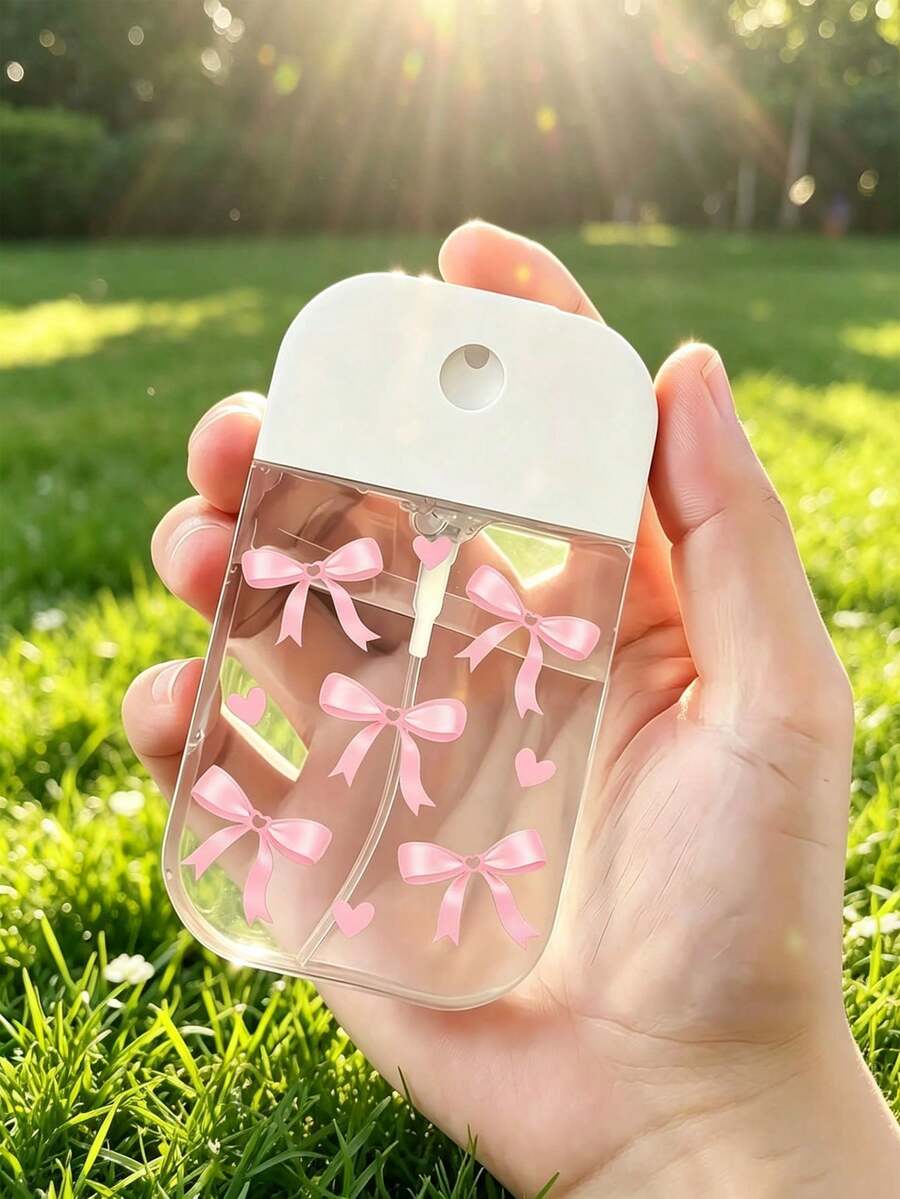 50ml Pink Bow Spray Bottle - Women's Portable Mini Spray Bottle - Refillable Transparent Bottle Suitable For Travel And Business Trips - Toner Decanting Bottle - Women's Birthday Gift - Travel Bottle