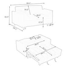 3 In 1 Convertible Sleeper Sofa Bed, Modern Pull Out Couch Bed, Adjustable Backrest, Velvet Loveseat Futon Sofa With Pillows & Pockets For Living Room Apartment - 米色 - 查看 7