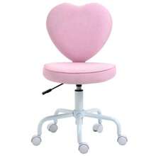Swivel Chair, Executive Chair, Computer Chair, Height Adjustable, Pretty Pink Linen Upholstery With Heart Pattern, 40 X 50 X 79-89 Cm - Pink - View 1