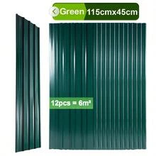 6 m² Wellblech-Dachplatten, 115x45CM, verzinkte Stahlpaneele, temporärer, abnehmbarer Geräteschuppen, 12er-Packung, Wellblech-Dachplatten für Gewächshäuser, Carports, Überdachungen, Gartenhäuser, Terrassenüberdachungen, Baumaterialien, Grün/Grau - Grün - Übersicht 11