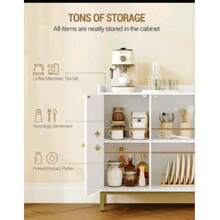 Credenza, Mobile Contenitore con 3 Ante, Credenza Multifunzionale con Ripiani Regolabili, Mobile da Soggiorno, Cucina, 30 x 100 x 80,5 cm - 1 - Visualizzare 5