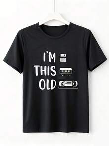 Mexican Plus Size - Plus Size - Women'S Plus-Size T-Shirt Retro Media Storage Icons Printed Short Sleeve Round Neck Top Tee Cartoon T-Shirts Soft Breathable Female Clothing TshirtCamiseta Algodón Moda Verano - 黑色 - 查看 3
