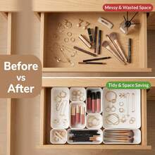 Multi-Size Detachable Drawer Storage Box Set, Coverless Free Combination Organizer Tray, Kitchen Utensils/Cosmetics/Jewelry/Stationery Storage Box, Suitable For Home, Office, Bathroom, Desktop Clutter Organizer - Multicolor - View 5