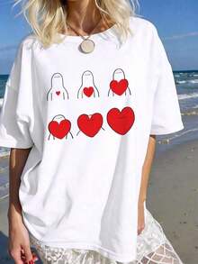 NewSummerCasual Women's Oversized T-Shirt, 100% Cotton, With "Stay True To Yourself" Graphic, Suitable For Spring/Summer And Year-Round Casual/Sporty Style, Fashionable Soft And Breathable White Short Sleeve T-Shirt, Plus Size - Vintage Street Style Unisex Loose Cotton Short Sleeve Crew Neck T-Shirt - 白色 9 - 查看 3