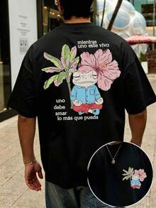 NewSummerCasual Men's T-Shirt, Light Green, Pure Cotton, Spring/Summer, Tailored, Fun Frog Print, Stylish Drop, Soft And Breathable, Loose And Casual, Perfect For Holidays And Festivals, Minimalist Style, Casual Style, Everyday Style, Vacation Style, Fun Print. (Keywords: Summer, Summer Tops, Summer Clothes, Summer Sets, Men's Summer Sets, Summer Top, Men's Summer Set, Men's Casual Blouses, Festival, Party Top, Party, Beach, Gradient, Y2K, Y2K Tops, Country, Country Set) - Vintage Street Style Unisex Loose Cotton Short Sleeve Crew Neck T-Shirt - 2 - 查看 6
