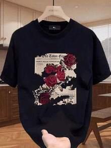 Graphic Tees: Classic Modern, Elegant And Timeless USA T-Shirt - LeeS//Gaps 100% Cotton. Women's Casual Printed T-Shirt, Short Sleeve And Crew Neck, Local Urban Fashion Spring/Summer. - 黑色 - 查看 1