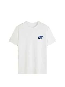 Set Of 1 Short Sleeve Crew Neck T-Shirts With Minimalist Summer Mocha Coffee And Tea Cup Graphic Print, Versatile And Fashionable Tops For Women - White - View 4