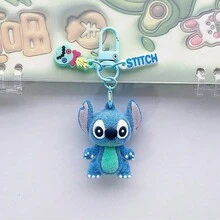 1pc New PVC Stitch Flocked Keychain Pendant, Cute Backpack Accessory, Party Favor Gift - One Size - View 9