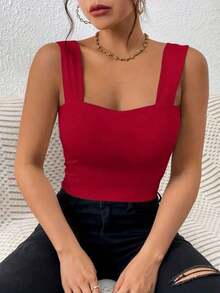 Camiseta de tirantes sexy con moldeado de busto y cintura, estilo urbano chic casual de verano - Burdeos - Ver 1