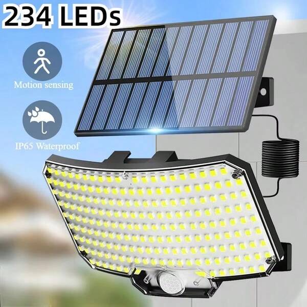IP65 Solar Straßenleuchte, 234LED Solar Wandleuchte mit Bewegungssensor, von Dämmerung bis Dunkelheit Außen, Außen-Sicherheitsleuchte, Patio-Scheinwerfer für Garten, Terrasse, Hof, Garage