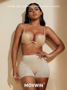 1 Piece Women's Seamless High Waist Shaping Shorts, Tummy Control Shapewear Underwear, Tight Shorts, Waist Trainer, Butt Pads, Shaping Pants - 白色 - 查看 4