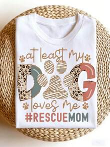 Camiseta de Algodón de Moda de Verano para Hombre y Mujer 2026.Jpg1: Mamá de Perro Mexicana Humorista, Mamá Rescatadora: Al menos mi perro me admira - Regalo - Camiseta de cuello redondo, corte regular, manga corta, atuendo casual para todas las estaciones con estampado digital por transferencia de calor, ideal para ambos. - Blanco - Ver 7