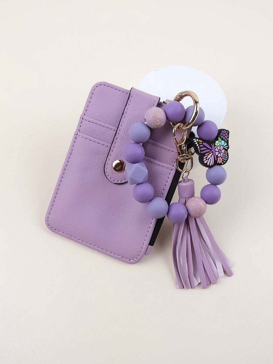 1 Pieza Cartera de Muñeca para Mujeres con Llavero – Tarjetero RFID Cartera Pequeña de Muñeca con Anillo para Llaves - Multicolor - Ver 1