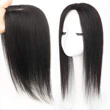 Elegant Women's Straight Human Hair Topper - Seamless, Full Volume For Covering White & Adding Extra Hair - Natural Black - View 1