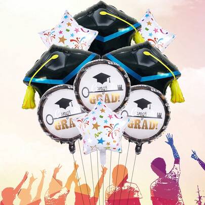 5/9Pcs Congrats Grad Doctor Cap Foil Balloons Set Graduation Party Decorations Finish School Party Decorate