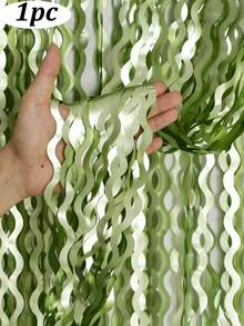 1pc/2pcs/3pcs Sage Green Metallic Tinsel Fringe Curtains - Green Backdrop, Light Green Wavy Metallic Foil Streamer Backdrop, 3.3x6.6ft For Bohemian Wedding, Baby Shower Saudi National Day Birthday Party - Multicolor - View 6