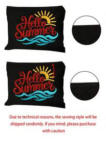 大容量黑白條紋沙灘托特包，可折疊帆布肩背包，附「Hello Summer」仿刺繡字母印花，防水防沙旅行包，適合夏季必需品，完美適用於沙灘旅行、游泳、購物和日常使用，適合女性、旅行者和沙灘愛好者，完美適用於春假、度假和禮物，可用作沙灘包、購物袋和旅行伴侶，返校禮物、父親節、返校禮物 - 彩色 - 查看 10
