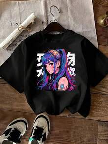 na camiseta de mujer de manga corta, holgada, moderna, a la moda, retro y elegante, adecuada para actividades al aire libre en primavera y verano, camiseta de anime estilo coreano para mujer - camiseta de cómics K-Drama suave y holgada, con estampados de personajes adorables de cabello azul y rosa, texto coreano y logotipo de K-Drama - atuendo lindo, camiseta de anime para mujer, camiseta de chica anime, camiseta con estampado de anime, camiseta anime, camiseta de chica, top anime, camiseta anime, camiseta anime, camisa anime con botones, camiseta anime blanca, camiseta linda, camisa anime blanca, camiseta estampada rosa, camiseta linda, camiseta bonita, camisa sin mangas anime, camiseta anime negra, anime de primera categoría, camiseta rosa, camisa hermosa.blusas para mujer,blusas casuales para dama,tops,, mujer premium,y2k,playeras de mujer curvy,ofertas y liquidaciones ropa mujer,playeras deportivas para mujer,,playeras de hombre, mujer,blusas>elegante 0ODV - Negro - Ver 8