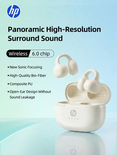  HP Wireless Bluetooth Earphones (Ear-Clip Style) - Cinema-Level Sound Effect, Bluetooth 6.0 Instant Connection, Type-C Charging, TWS Stereo, Waterproof For Sports, Long Battery Life Music Earphones, Suitable For Holiday Gifts