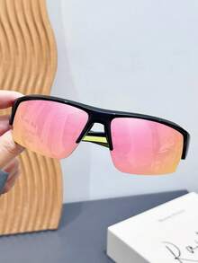 1 pièce Lunettes de mode de rue rétro Y2K colorées et contrastées de forme bouclier, stylées et chics, unisexes - Multicolore - Voir 8