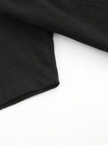 Essential180G Women's Casual Black Ballerina-Style T-Shirt, Created In 2015, With A Pink Bow Print. This Loose-Fitting, Crew-Neck, Short-Sleeved T-Shirt Is Breathable And Perfect For Summer Parties And Everyday Wear. - 黑色 - 查看 5
