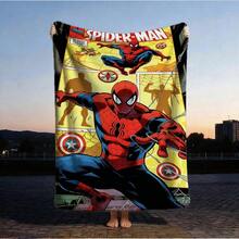 1pc S-Pider-Man Print Blanket,Retro Cartoon Style Throw Blanket,Cartoon Character Printed Blanket,All-Season Universal Nap Blanket,Character Home Decor Blanket,Modern Fashion Gift Suitable For Home Bedroom Bed Sofa Office Lunch Break Cover Picnic Blanket - Multicolor - View 4