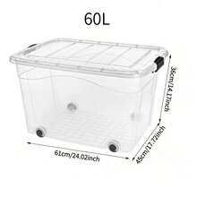 2pcs 100L Large-Capacity Storage Boxes With Wheels, Stackable Design, Sturdy And Durable, Space-Saving, With Safety Latch Lids, Available In Multiple Sizes, Suitable For Home, Storage Rooms, Offices, Garages, Transparent Tool Storage Boxes - Multiple Specifications - View 18